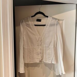 ASOS White Blouse Flare Sleeve